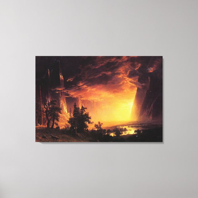 Toile Le coucher de soleil d'Albert Bierstadt dans la va (Recto)