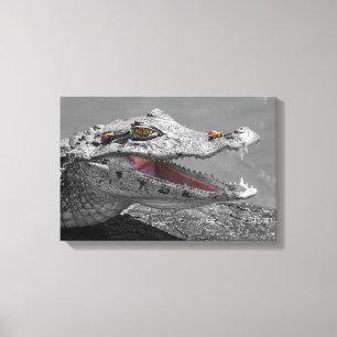 Toile Le crocodile souriant et les mouches