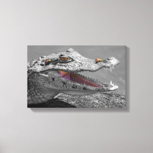 Toile Le crocodile souriant et les mouches