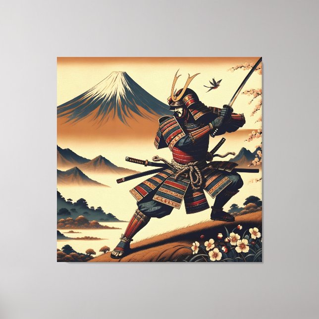 Toile Le guerrier de Samurai au Mont Fuji - Ukiyo-e Art (Recto)