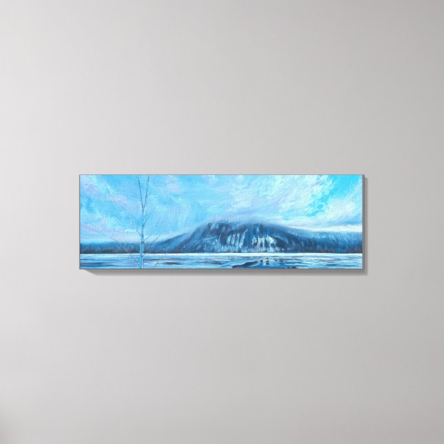 Toile Le lac de woughby sur la glace Vermont Oil Paintin (Recto)