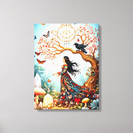 Toile Le matin de la femme papillon