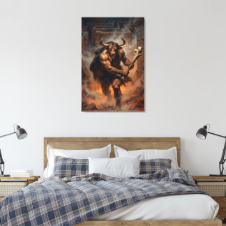 Toile Le Minotaure imposant du Labyrinthe
