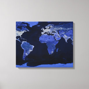 Toile Le Monde la Nuit - Carte, Espace
