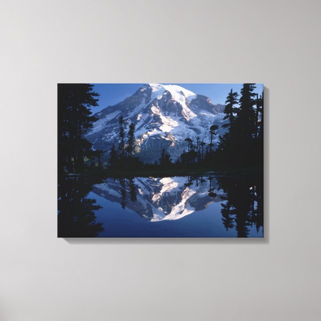 Toile Le Mont Rainier et le ciel bleu parfaitement reflé (Recto)