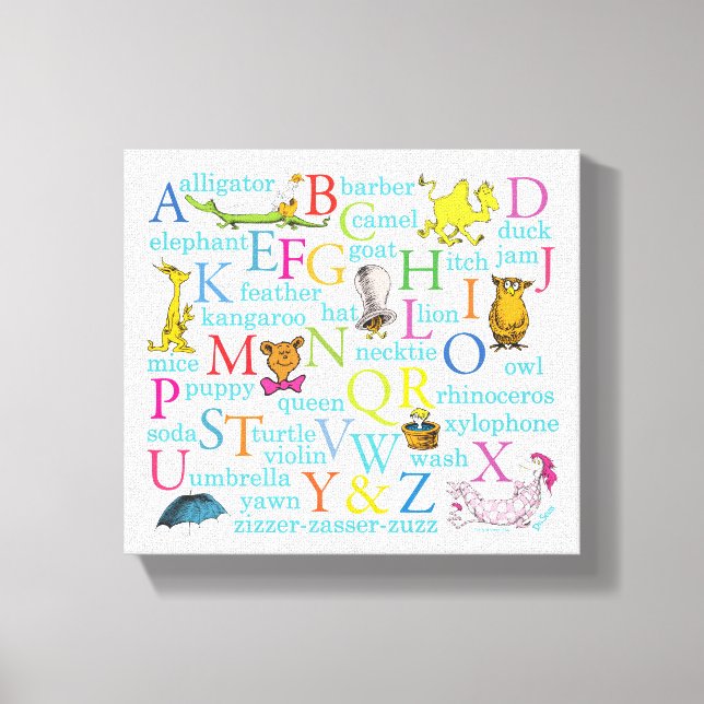 Toile Le Motif ABC du Dr Seuss avec des mots (Recto)