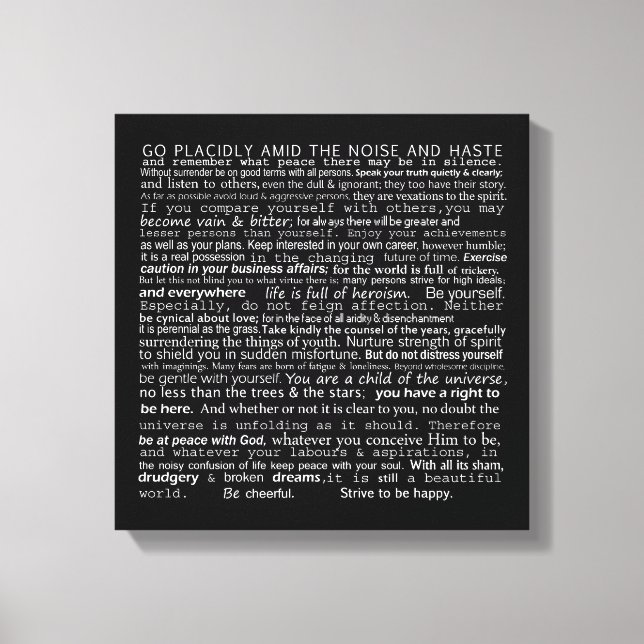 Toile Le mur de Desiderata suspendu (Recto)