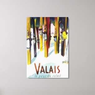 Toile Le pays du soleil - Skis debout dans la neige