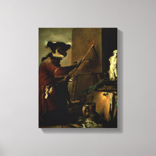 Toile Le peintre de singe, 1740 (huile sur la toile)