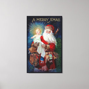 Toile Le père noël avec l'enfant du Christ