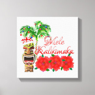 Toile Le Père Noël Tiki Mele Kalikimaka