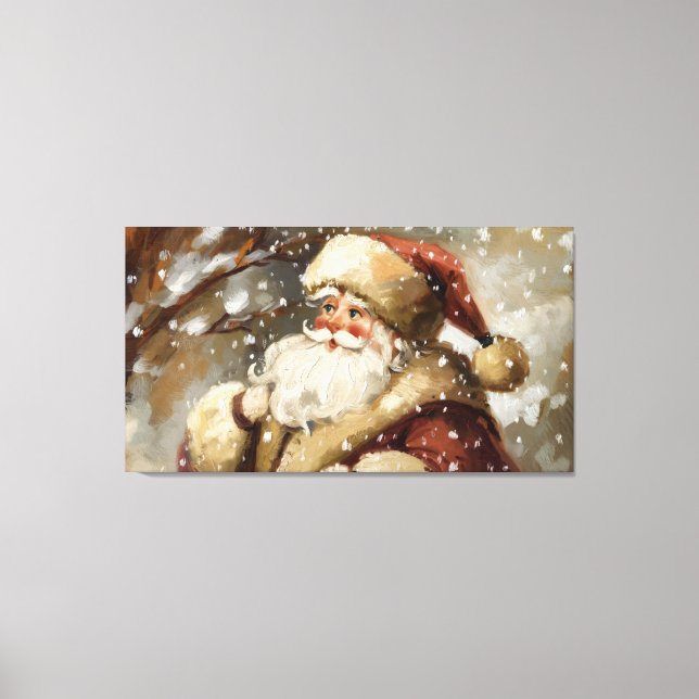Toile Le Père Noël vintage au pays des merveilles neigeu (Recto)