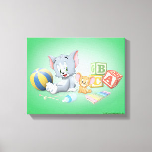 Toile Le petit Tom et Jerry jouant avec des jouets