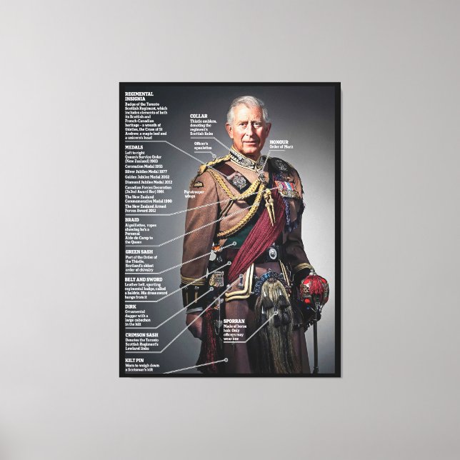 Toile Le roi Charles III Colonel en chef Toronto Écosse (Recto)