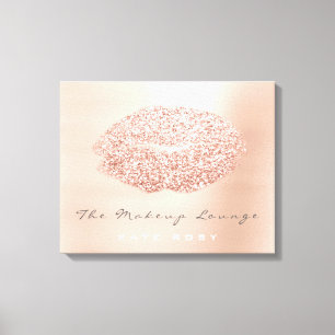 Toile Le rose rougissent les lèvres grises de baiser de