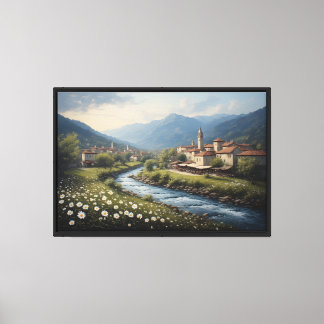 Toile Le ruisseau qui coule du village alpin