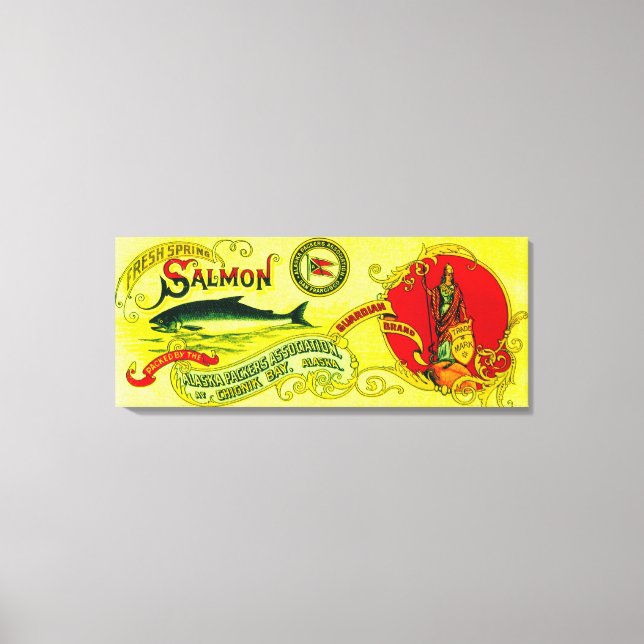 Toile Le Saumon du Guardian peut étiqueter Chignik Bay,  (Recto)