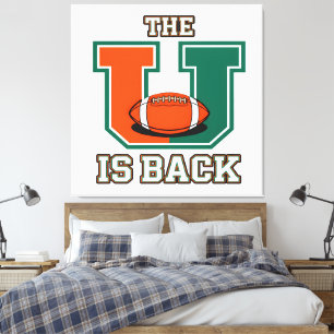 Toile Le U Est De Retour Orange et Vert Football Univers