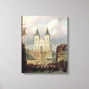 Toile Le vieux marché à Prague, 1881 (huile sur le can