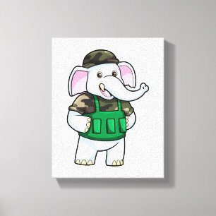 Toile L'éléphant comme soldat avec uniforme et casque