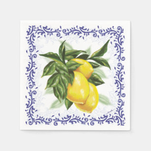 Toile Lemons Cocktail Napkins Serviette