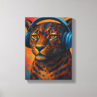 Leopard cool avec casque Pop Art Style