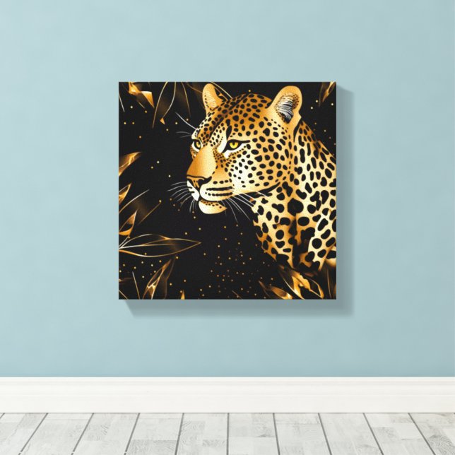 Toile Léopard Guépard Animal Noir Or (Insitu (Plancher de Bois))