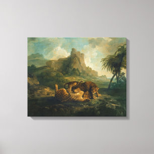 Toile Léopards de George Stubbs au jeu, c.1763-8