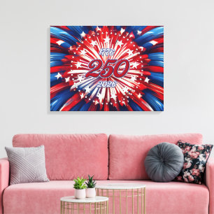 Toile Les 250 ans d'Amérique 1776-2026 Feux d'artifice R