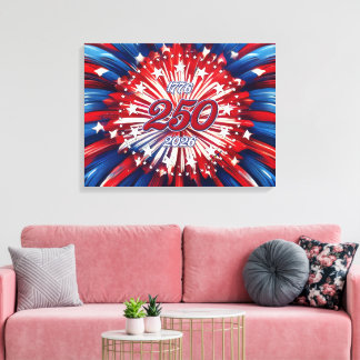Toile Les 250 ans d'Amérique 1776-2026 Feux d'artifice R