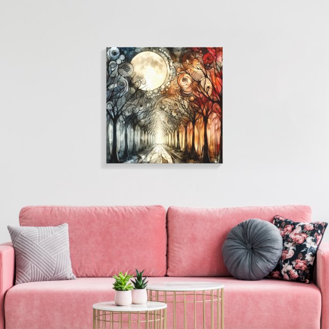 Toile Les arbres forestiers en pleine lune (Insitu(Salon))