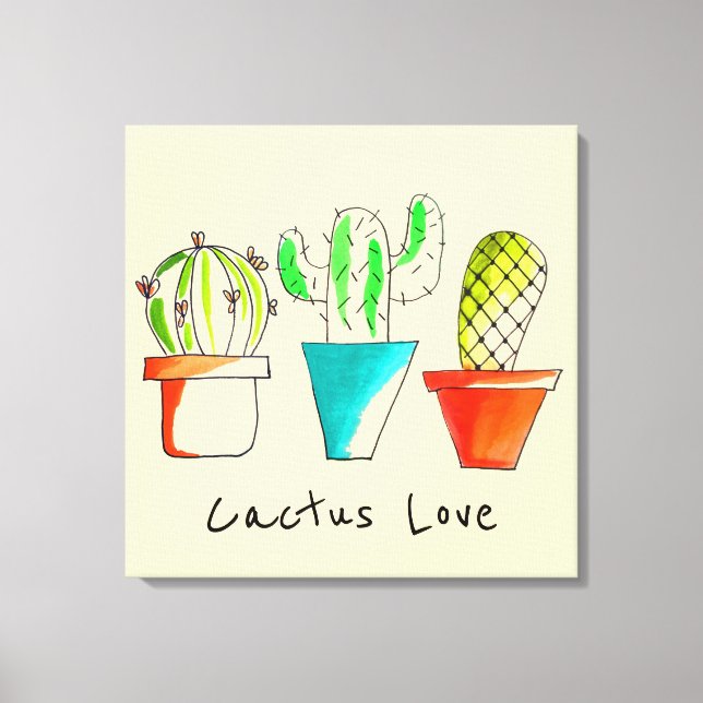 Toile Les cactus mexicains aiment l'art du désert (Recto)