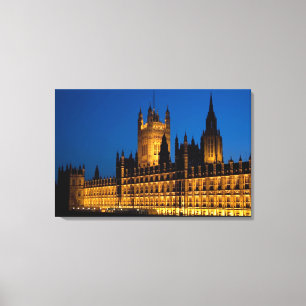 Toile Les Chambres du Parlement la nuit dans la ville de