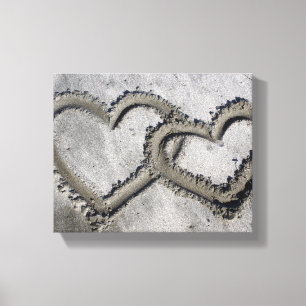 Toile Les coeurs d'amour de sable ont enveloppé la toil