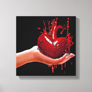 Toile les femmes main tenant sang coeur coeur briser Art