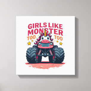 Toile Les Filles Aiment les Camions Monstres Aussi Vinta