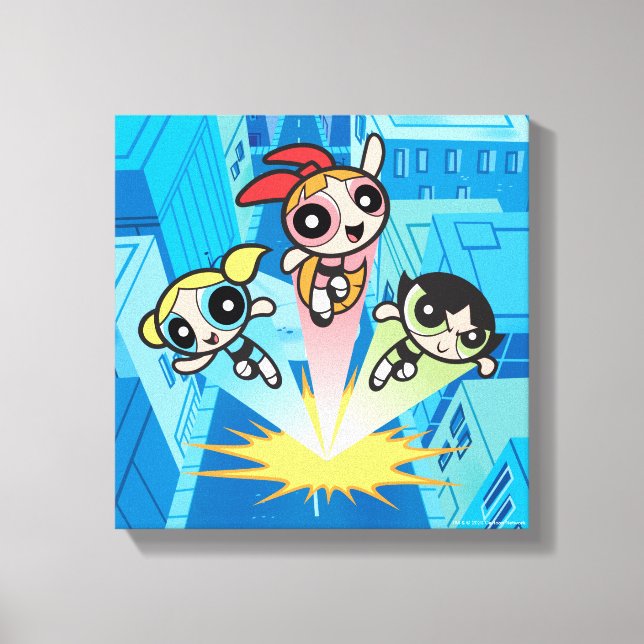 Toile Les Filles Powerpuff Se Lancent Dans L'Air (Recto)