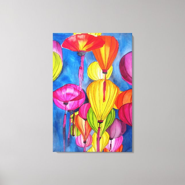 Toile Les fines aquarelles des lanternes chinoises (Recto)