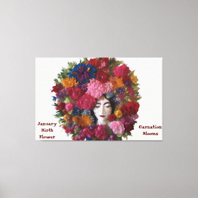 Toile Les fleurs d’oeillets de la grâce hivernale : toil (Recto)