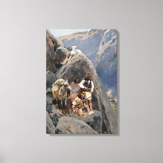 Toile Les guerriers d'Apache : une embuscade sur la cava (Recto)