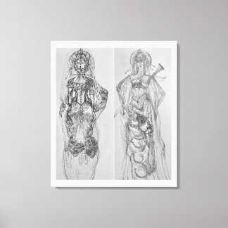 Toile Les guerriers dessinés à la main illustration mura