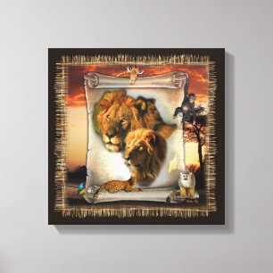 Toile Les lions sauvages d'Afrique