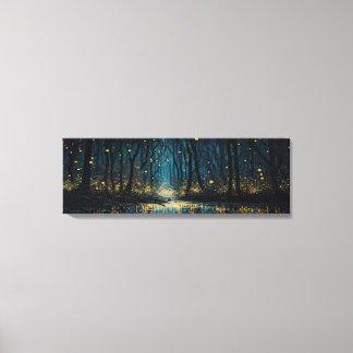 Toile Les lucioles illuminent une forêt d'imaginaires so