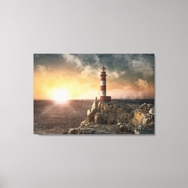Toile Les phares | Phare rouge et blanc (Recto)