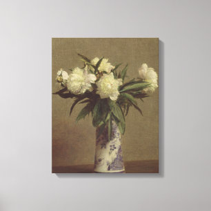 Toile Les pivoines dans un Vase Bleu et Blanc