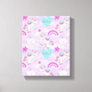 Toile Les Unicornes Rose Cute Croient Pastel Rose