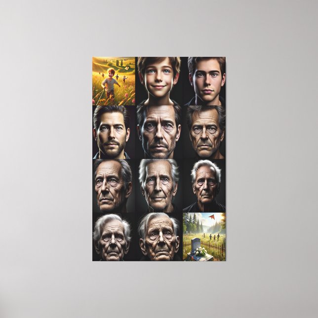 Toile Les visages du temps : un voyage à travers la vie (Recto)