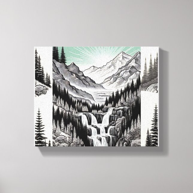 Toile L'essence de la nature : T-shirt paysage noir et b (Recto)