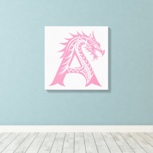 Toile Lettre A de style dragon, alphabet du dragon, mono