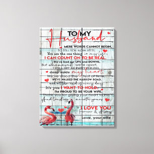 Toile Lettre à mon mari Flamant rose mignon présent
